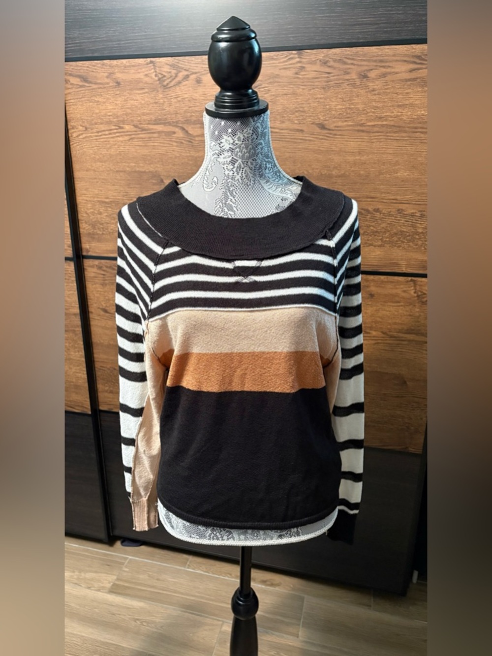 Black Tape_ Striped Black and White Knit Top